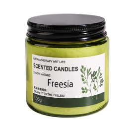 Ароматическая соевая свеча в стеклянной банке аромат Фрезии (Freesia Candle) 100 г
