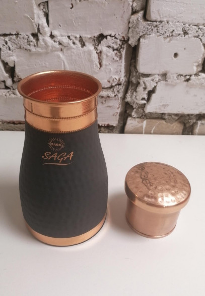 Медный кувшин со стаканом Сага (Pure Copper Jar SILK GRAY Saga) 1000 мл
