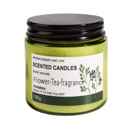 Ароматическая соевая свеча в стеклянной банке аромат Цветочного чая (Flower Tea fragrance Candle) 100 г