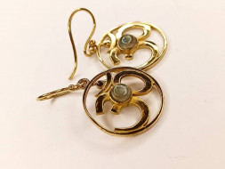 Серьги, Ом с камнем, металл 2,5 х 2,5 см  