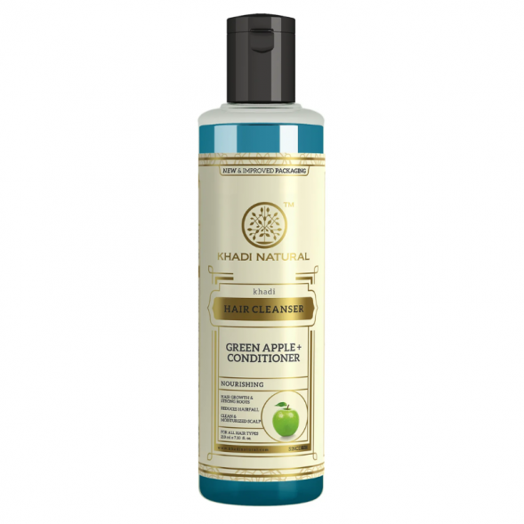 Шампунь-кондиционер Зеленое Яблоко Кхади (Green Apple + Conditioner Hair Cleanser Khadi) 210 мл