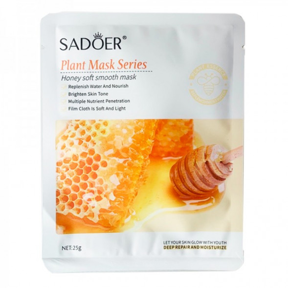 Маска для лица тканевая с Медом (Plant Mask Series Honey Sadoer) 1 шт 25 г
