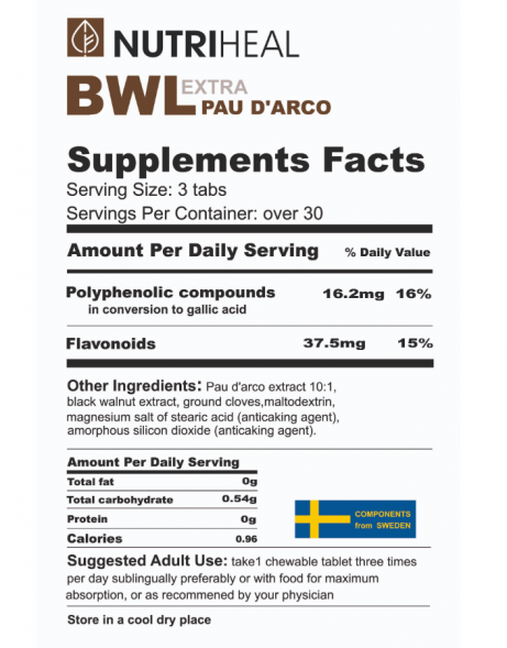 Пау Д&amp;#039;Арко экстракт коры муравьиного дерева и экстракт черного ореха (BWL Nutriheal) 100 таб