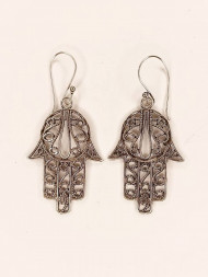 Серьги рука, под серебро металл 3 х 1,5 см   
