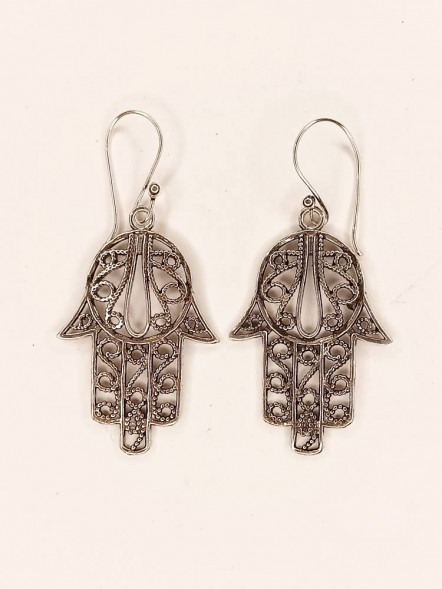 Серьги рука, под серебро металл 3 х 1,5 см   