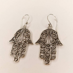 Серьги рука, под серебро металл 3 х 1,5 см   