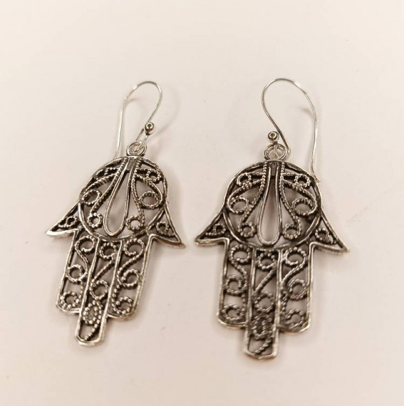 Серьги рука, под серебро металл 3 х 1,5 см   