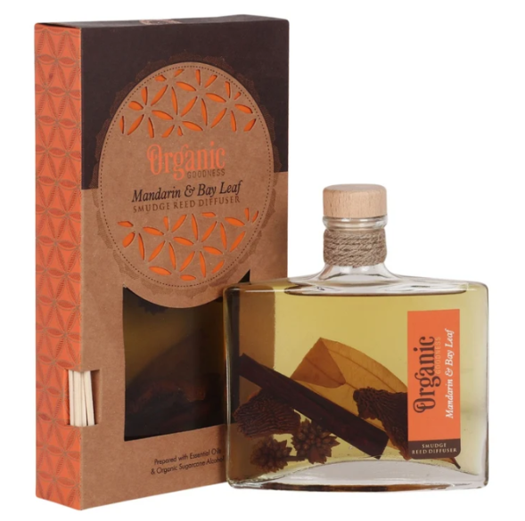 Ароматический диффузор Мандарин и Ларовый лист (Mandarin Bay Leaf Organic Reed Diffuser Song of India) 150 мл