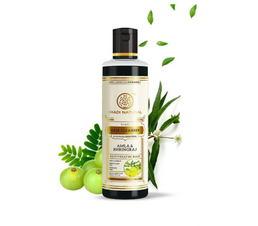 Шампунь от выпадения волос Амла и Брингарадж Кхади (Shampoo Amla Bhringraj Khadi) 210 мл — 