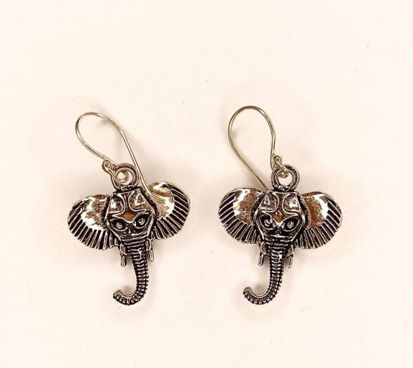 Серьги слоник, под серебро металл 2 х 2 см    