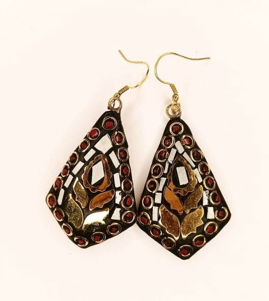 Серьги ромбик, мозаика микс 4 х 2 см     