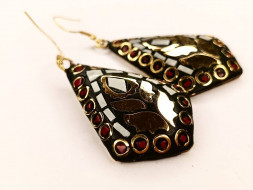 Серьги ромбик, мозаика микс 4 х 2 см     