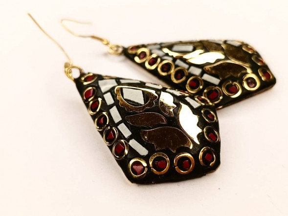 Серьги ромбик, мозаика микс 4 х 2 см     