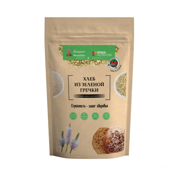 Хлеб из зеленой гречки без глютена готовая смесь для выпечки (Newa Nutrition) 300 г