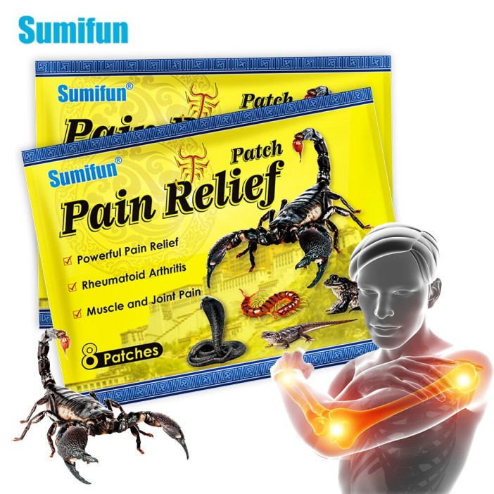 Пластырь обезболивающий Пять ядов - змея, сороконожка, скорпион, жаба, тарантул (Pain Relief patch Sumifun) 8 шт