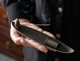 Подставка для благовоний Лодка с рыбаком 22 х 4,5 см