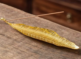 Подставка для благовоний Золотой лист, металл 21 х 5 см