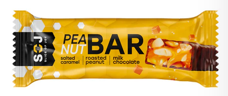 Батончик арахис в соленой карамели с ирисо-сливочным вкусом молочный шоколад (Peanut Bar Salted caramel SOJ) 40 г 