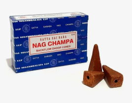 Благовония конусы пуля Наг Чампа Сатья (Backflow Dhoop Cones Nag Champa Satya Sai Baba) 10 конусов