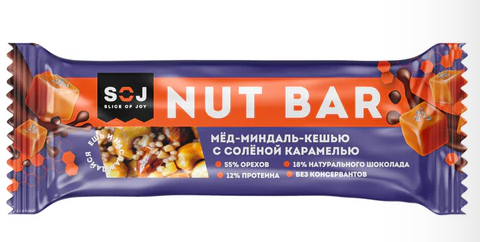 Батончик ореховый мед-миндаль-кешью (Nut Bar mini SOJ) 30 г