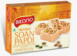 УЦЕНКА! Сладкая нежная халва Соан Папди Апельсин КОРОБКА В МАСЛЕ (Soan Papdi Orange Bikano) 250 г
