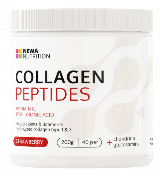 Пептидный коллаген с хондропротектором и гиалуроновой кислотой со вкусом клубники (Newa Nutrition Collagen Strawberry) 200 г
