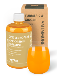 Напиток сокосодержащий Имбирь и Куркума (I am Immune Mix Vitro Naturals) 500 мл