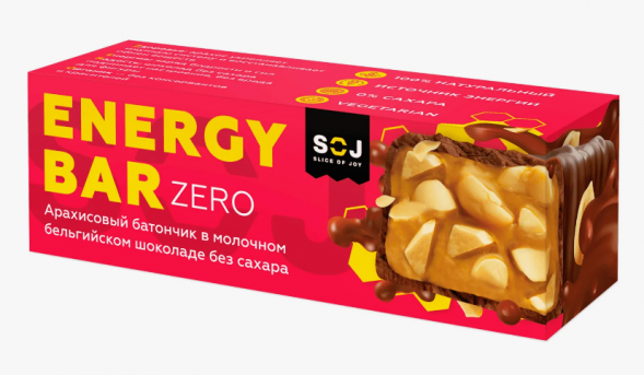 Батончик арахисовый БЕЗ САХАРА (Energy Bar ZERO) 45 г