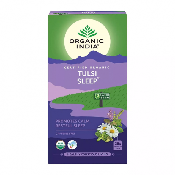 Чай Тулси для восстанавливающего сна, без кофеина Органик Индия (Tulsi Sleep Tea Organic India) 25 пакетиков