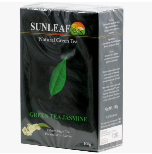 УЦЕНКА! Чай зеленый с жасмином цейлонский листовой СРОК ДО 12.2025 (Sunleaf Green Tea Jasmine) 100 г