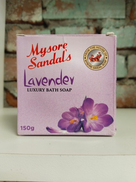 УЦЕНКА! Мыло сандаловое Майсор с лавандой ПОМЯТА УПАКОВКА (Mysore Sandal&amp;#039;s Lavender Luxury bath soap Karnataka) 150 г