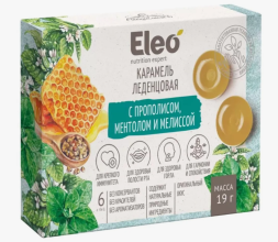 Карамель леденцовая с прополисом, ментолом и мелиссой (Eleo) 6 шт
