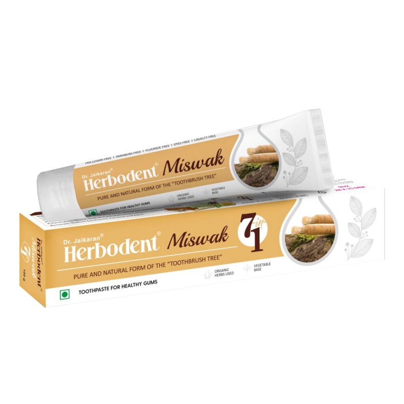 Зубная паста Мисвак 7в1 без парабена и фтора Хербодент (Herbodent Miswak Toothpaste 7in1 Dr. Jaikaran) 100 г
