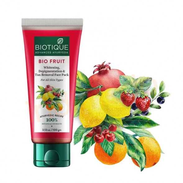 Маска для лица с фруктами для отбеливания и депигментации Биотик (Bio Fruit Whitening, Depigmentation &amp;amp; Tan Removal Face Pack Biotique) 50 г