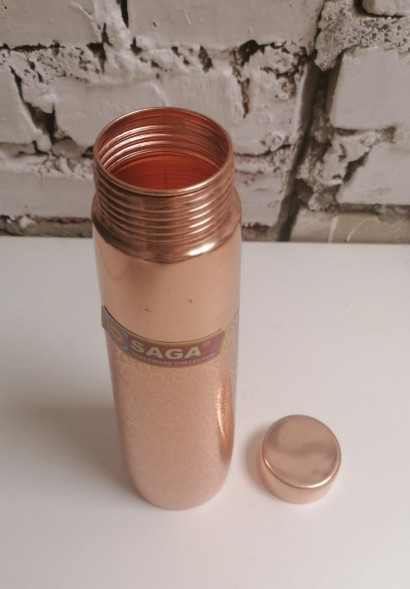 Медная бутылка Сага (Copper water Bottle TOWER SHINE EMBOSSED Saga) 1000 мл