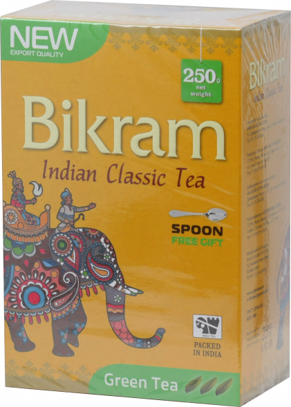 Чай зеленый индийский листовой байховый Ассам Бикрам (Bikram Green Assam Tea) 250 г + подарок чайная ложка