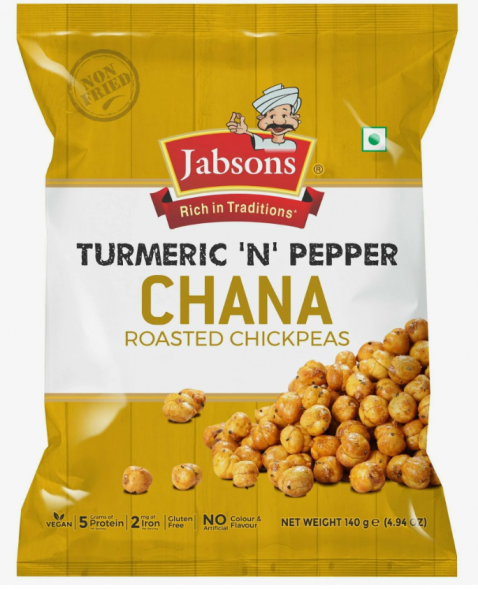 Нут обжаренный с куркумой и черным перцем (Roasted Chana Turmeric and Pepper Jabsons) 140 г 