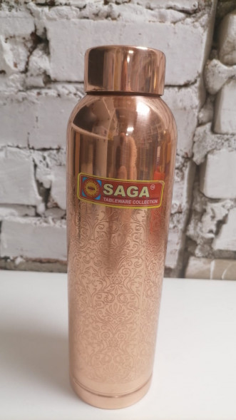 Медная бутылка Сага (Copper water Bottle DR.CHOICE SHINE EMBOSSED Saga) 1000 мл