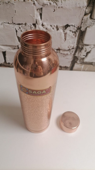 Медная бутылка Сага (Copper water Bottle DR.CHOICE SHINE EMBOSSED Saga) 1000 мл
