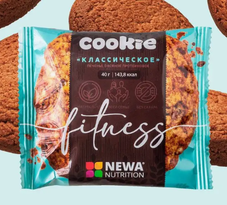 Печенье протеиновое Овсяное Классическое БЕЗ САХАРА (Newa Nutrition Fitness Cookie) 40 г (143,8 ккал)