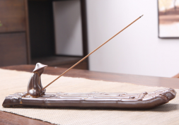 Подставка для благовоний Ханьцзян рыбалка бамбуковая лодка, керамика 25 х 4,5 см