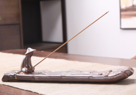 Подставка для благовоний Ханьцзян рыбалка бамбуковая лодка, керамика 25 х 4,5 см