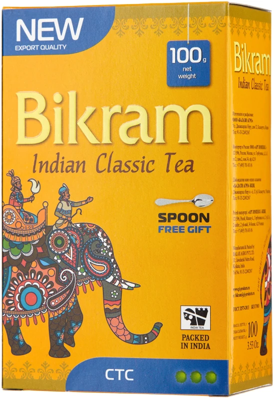 Чай черный индийский гранулированный Ассам CTC Бикрам (Bikram Black Assam CTC Tea) 100 г + подарок чайная ложка