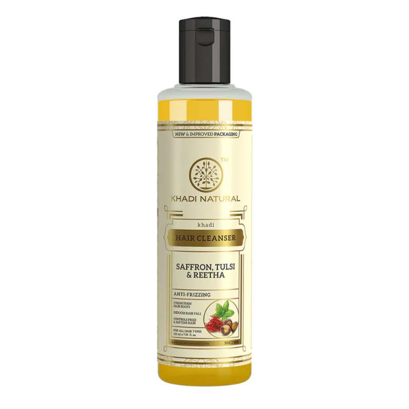 Шампунь Шафран, Туласи и Ритха Кхади (Shampoo Saffron, Tulsi, Reetha Khadi) 210 мл