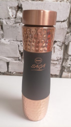 Медная бутылка Сага (Copper water Bottle CURVED SILK GRAY Saga) 1000 мл