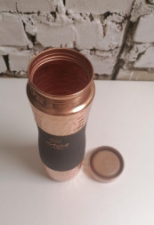 Медная бутылка Сага (Copper water Bottle CURVED SILK GRAY Saga) 1000 мл