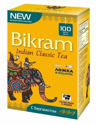 Чай черный индийский байховый с Бергамотом Бикрам (Bikram Black Earl Grey Tea) 100 г + подарок чайная ложка — 