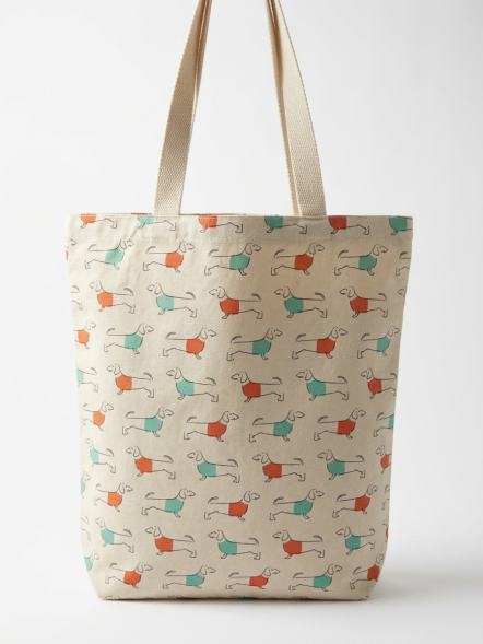 Сумка шоппер Пес сладкоежка натуральный хлопок Индия 40 х 37 см