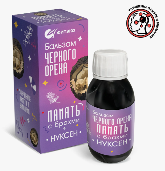 Бальзам Черного Ореха Нуксен Память с брами (Фитэко) 100 мл