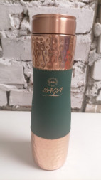 Медная бутылка Сага (Copper water Bottle CURVED SILK GREEN Saga) 1000 мл